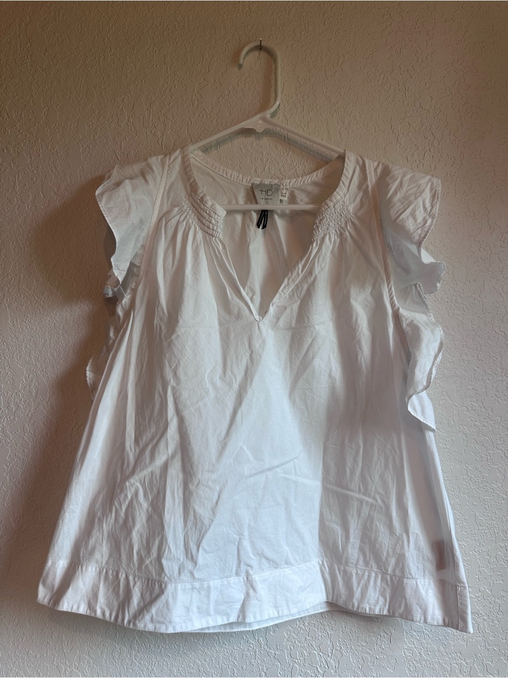 HD in Paris White Ruffle Sleeve V-Neck Blouse